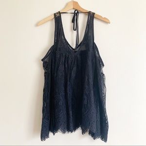 abercrombie and fitch Navy Lace Boho Swing Top M